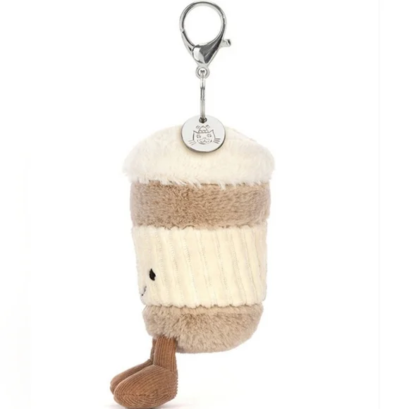 Jellycat Amuseables Coffee-To-Go Bag Charm 7.1x2x2" Soft and Plush NWT - Picture 3 of 6